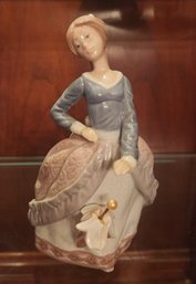 Lladro Porcelain Figurine Of Girl With Umbrella