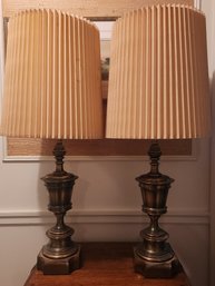 Pair Of Brass Tone Stiffel Table Lamps