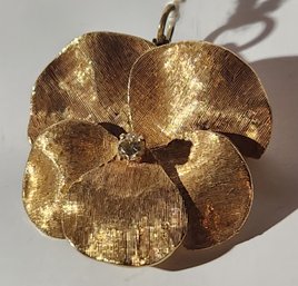 14 Karat Gold Floral Brooch/pendant With Diamond 8.4 Grams)