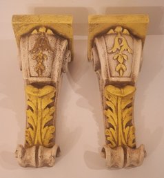 Pair Of Decorative Chalkware Wall Shelves