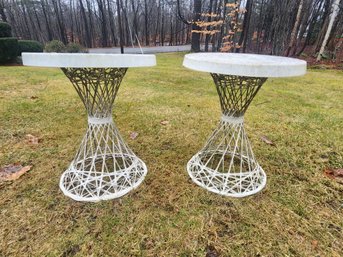 Pair Of Russell Woodard Spun Fiberglass Patio Tables