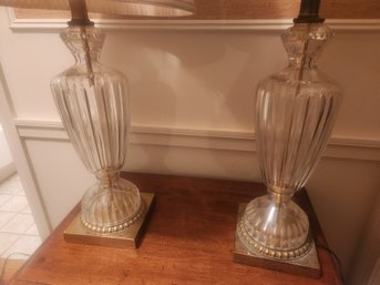 Pair Of Cut Glass Lamps,