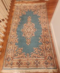 Light Blue Kirman Scatter Rug