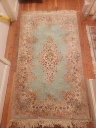 Mint Colored Kirman Scatter Rug