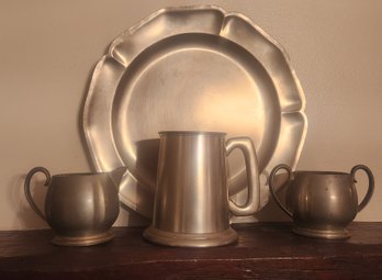 Four Piece Colonial Style Pewter Lot