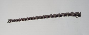 7' Sterling Silver And Garnet Braclet