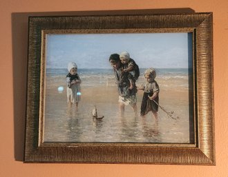 Decorative Print Of Dutch Children By The Seashore