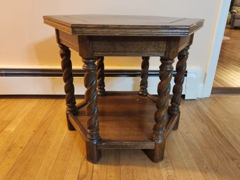 Ethan Allen Octagonal Oak Side Table