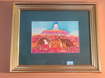 Australian Kangaroo Painting On Silk