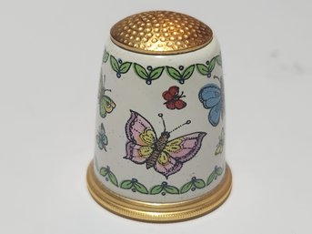 Halcyon Days Bliston Battrrsea Enamel Thimble With Butterfly Decoration