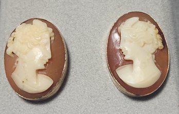 Pair Of 18 Karat Gold Cameo Earrings