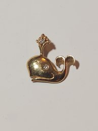 14 Karat Gold Whale Pendant With Diamond Chips (1.5 G)