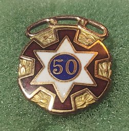 10 Karat Gold And Enamel 50 Year Odd Fellows Pin (1.2 G)