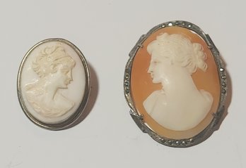 Two Antique Silver Cameos