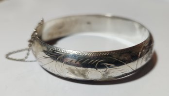 Engraved Sterling Silver Bangle Braclet