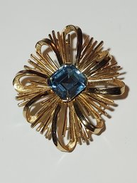 Trifari Brooch With Aqua Stone