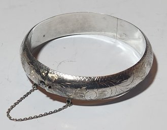 Engraved Sterling Silver Bangle Braclet