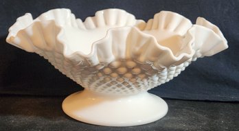 11' Footed Fenton Milk Glass Bowl