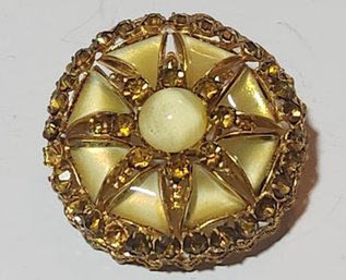 Rhronestone Brooch Signed Czechoslavakian