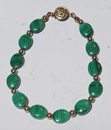 7' Beaded Malachite Braclet