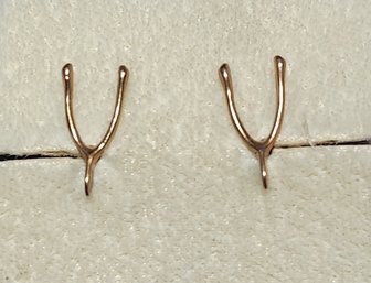 Pair Of 10 Karat Gold Wishbone Earrings (1 G)