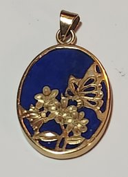 14 Karat Gold And Lapis Pendant