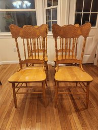 Set Of Four Pressed Back Chairs