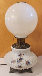 Gone With The Wind Style Lamp With Floral Decorated Base