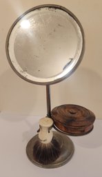 Brass Shaving Stand With Beveled Mirror
