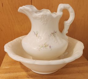 Ceramic Pitcher And Bowl And Matching Chamber Pot