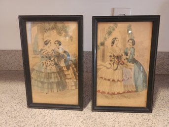 Two Framed French Fashion Prints