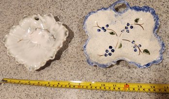 German Leaf And Hand Painted Blueberry Decorated Dishes