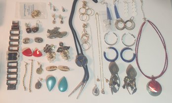 25 Piece Costume Jewelry Lot With Small Sterling Silver Cross