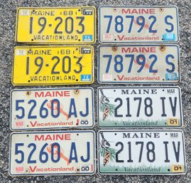 Four Pairs Of Maine License Plates