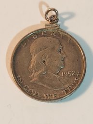 1954 Benjamin Franklin Silver Half Dollar In Bezel