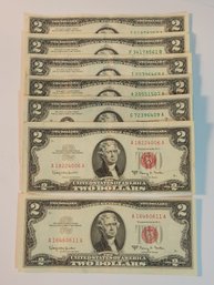 (7 )Thomas Jefferson Two Dollar Bills