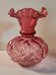 8' Fenton Cranberry Glass Vase