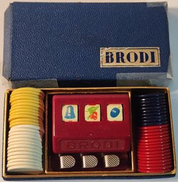 Brodi Miniature Slot Machine With Chips By O. Shoenhut Inc.