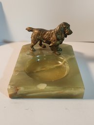 Bronze Cocker Spaniel  On Onyx Dresser Tray