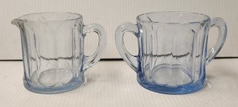 Aqua Cambridge Glass Sugar And Creamer