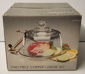 Javit Crystal Two Piece 'Clipper' Cheese Set New In Box