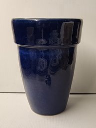 Tall Blue Glazed Pottery Plant Pot