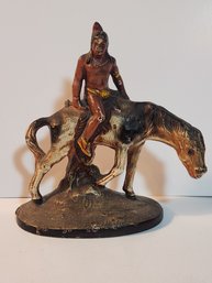 Cast Iron Indian On Horseback Door Stop