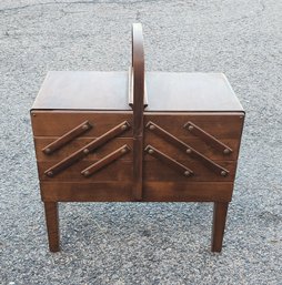 Folding Maple 3 Tier Sewing Cabinet