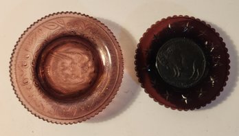Two Amythest Glass Cup Plates
