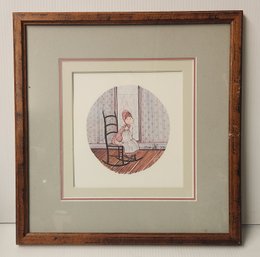 Signed Limited Edition Print Of Young Girl In Rocking Chair