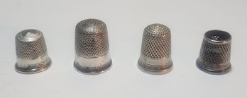 Four Antique Thimbles Two Marked Sterling Silver
