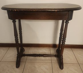 Oval Pine Cottage Table With Hidden Drawer