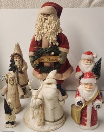 A Lot Of Seven Old Time Santa Claus Figures