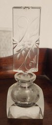 Crystal Purfume Bottle With Floral Cut Stopper